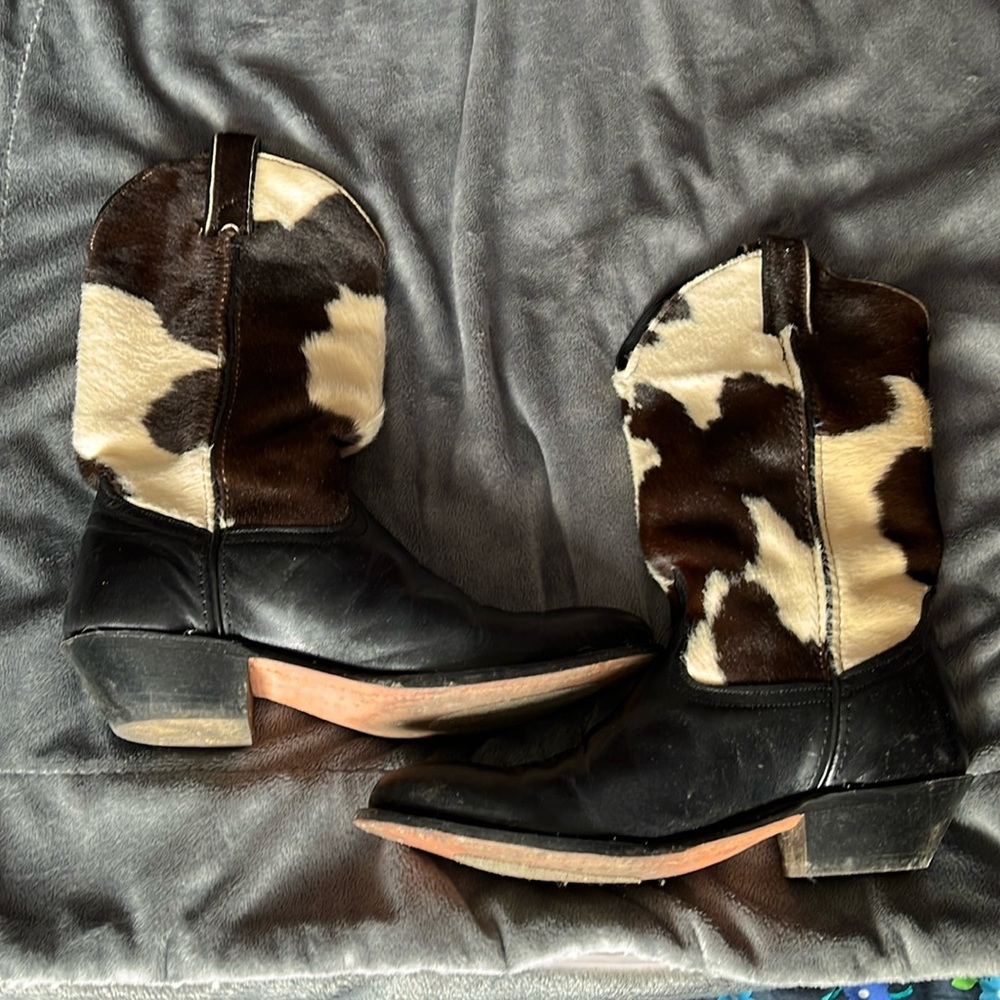 Cow hide cowboy boots
